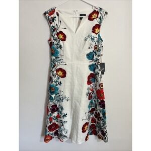 Adrianna Papell 4 Dress Floral NWT Sleeveless White Red Blue Purple Dramatic New